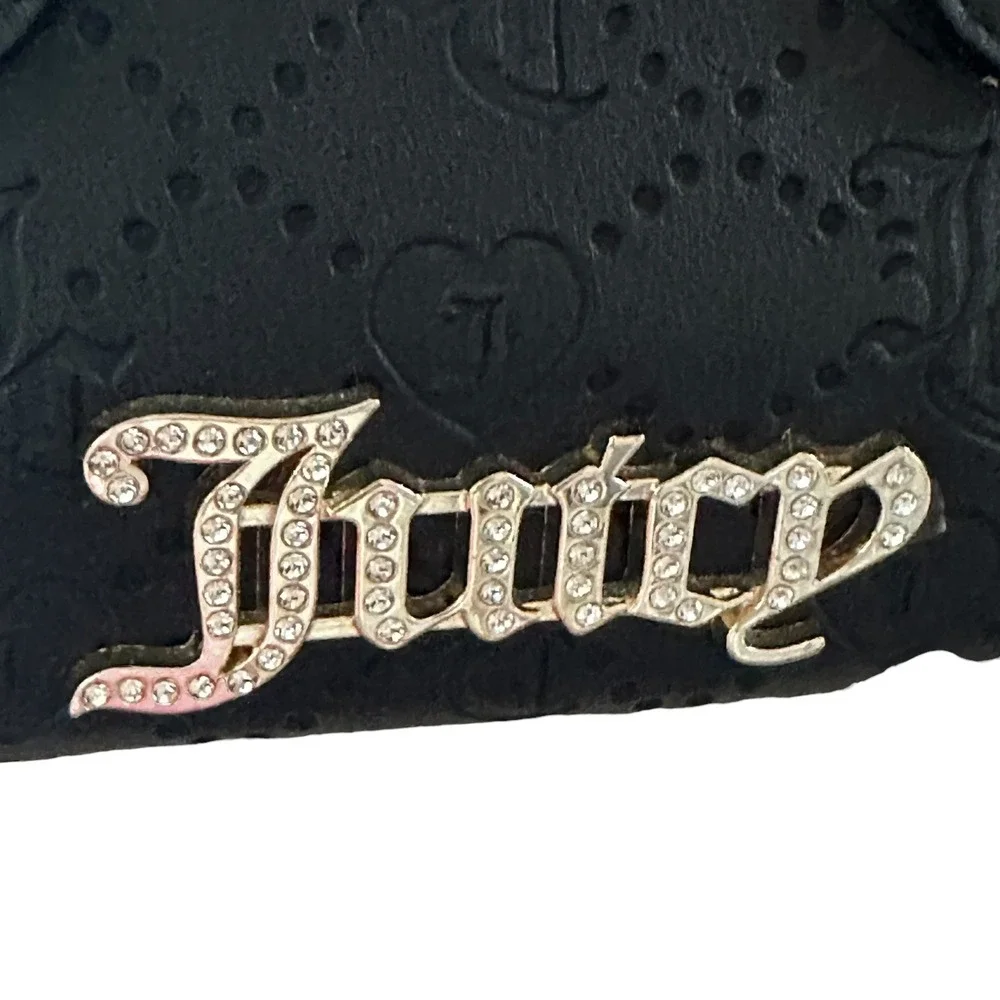 Juicy Couture Satchel Women OS Black Rhinestone Logo Monogram Y2K Crossbody Bag